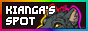 A small button with a rainbow outline, the text “Kianga’s Spot” in a white pixel font, and a small part of my black jaguar icon in the background